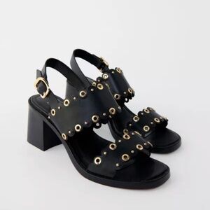 Maje filyhigh eyelet-embellished leather heeled sandals